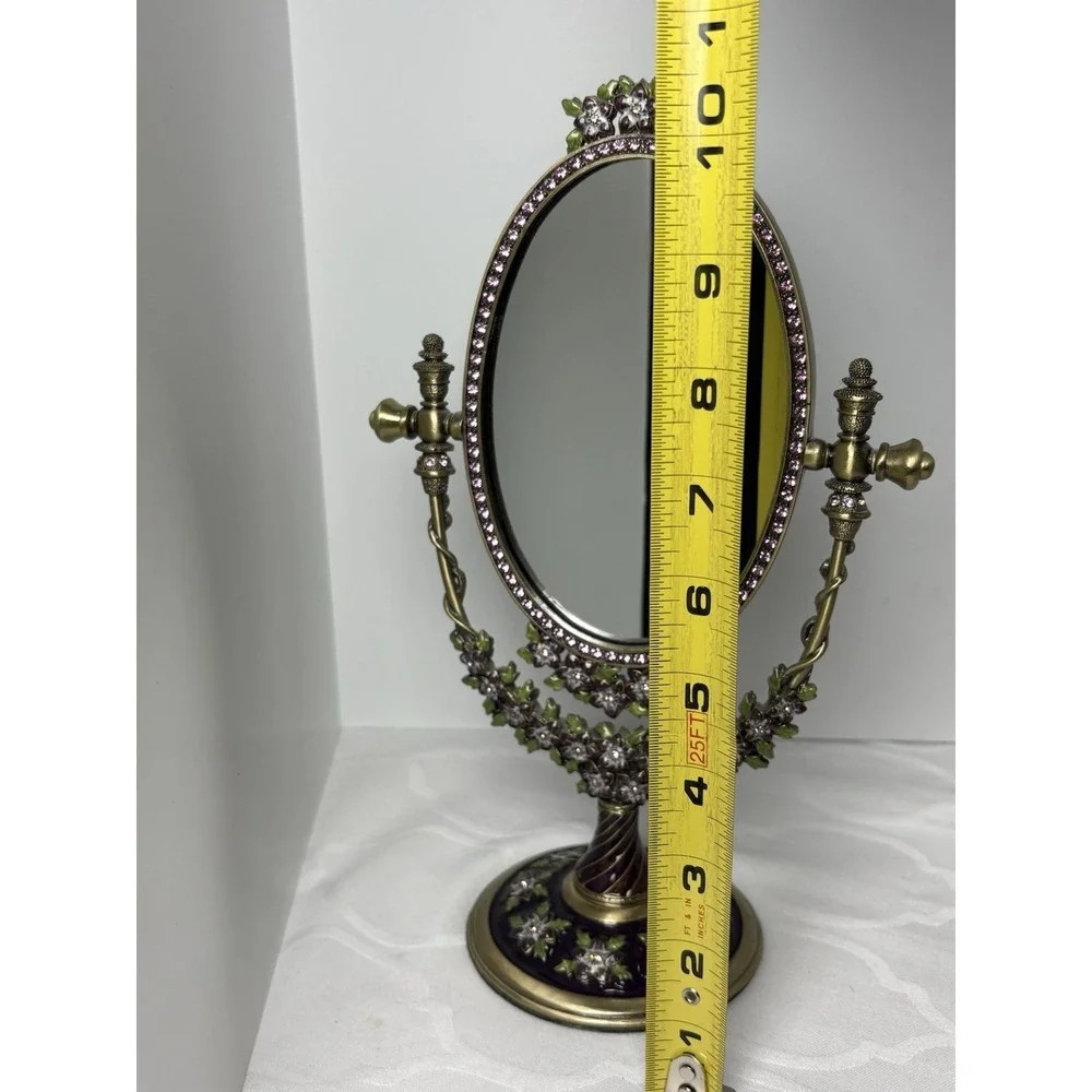 Beautiful Jeweled Two's Company Vanity Mirror Tilting Free Standing Floral